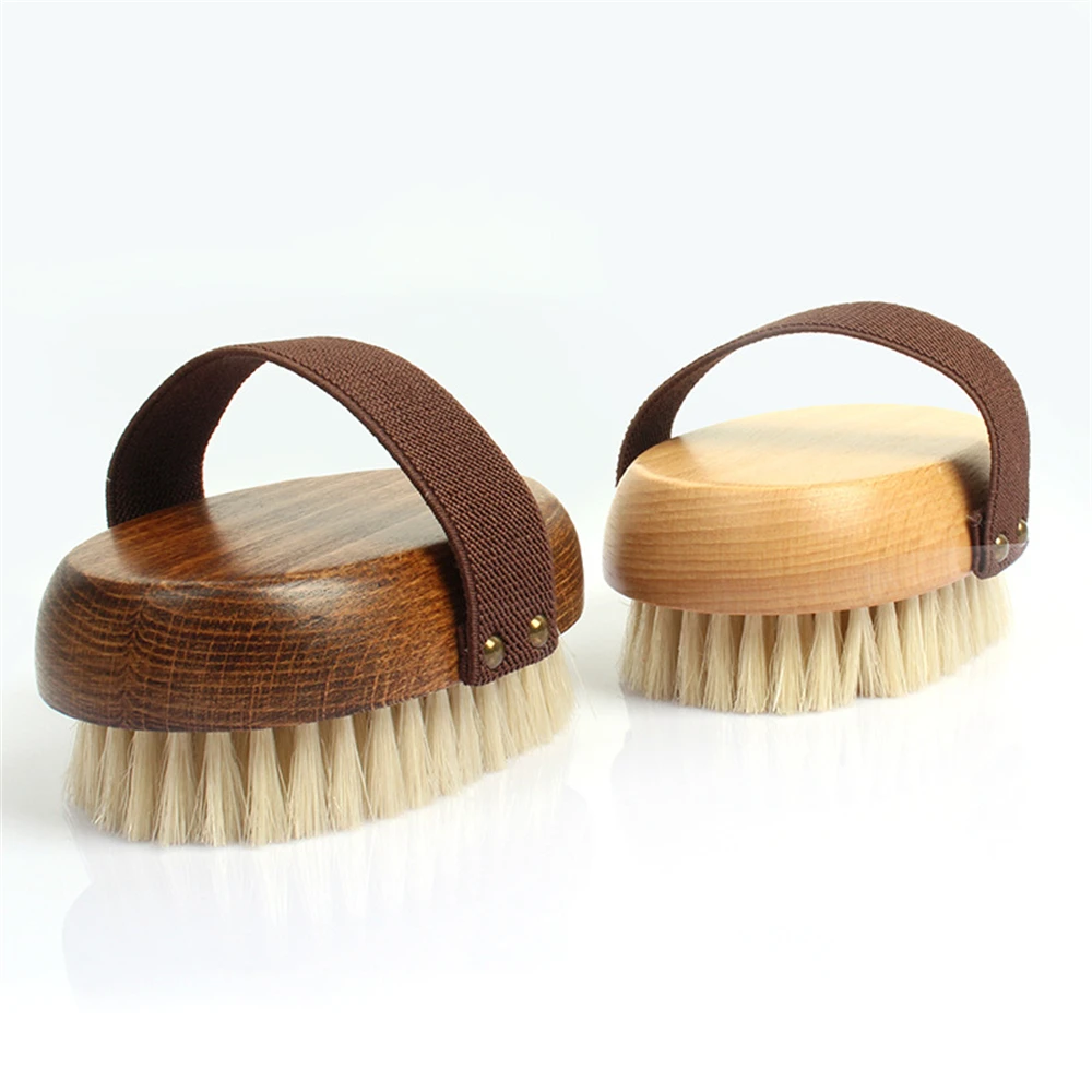 Natural Wood Bristle Bath Brush Soft Wet Dry Body SPA Massager Brush Household Practical Skin Exfoliates Body Cleaning Brush