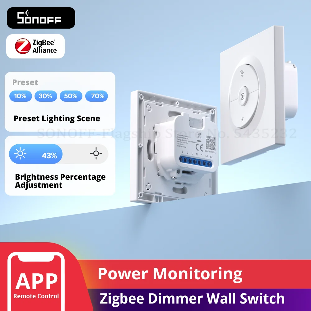 SONOFF MINI-ZBDIM-E Zigbee Dimmer Wall Switch Orb-ZBDIM Intelligent Flicker-Free Dimming Comprehensive Electrical Safety System