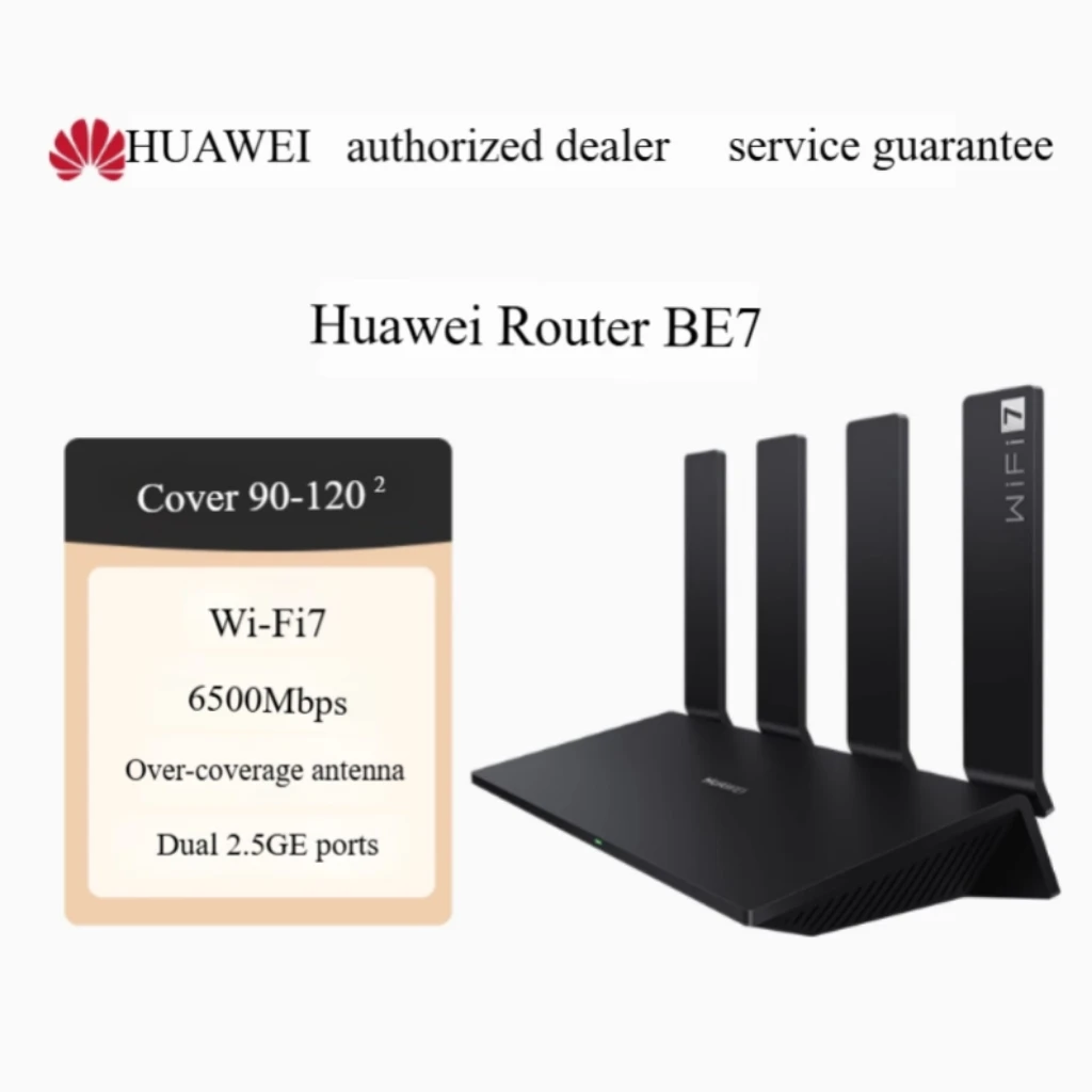 

Маршрутизатор Huawei BE7: Wi-Fi 7, 6500 Мбит/с, ультратонкая пленочная антенна, два порта 2,5GE, гигабитный, для домашнего использования, сильное проникновение стен