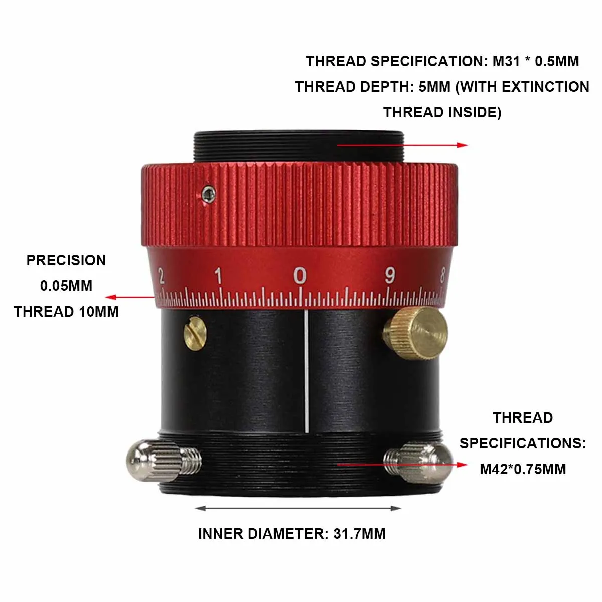 1.25inch All Metal Refractor Double Helical Focuser Telescope  10mm Focusing Anti Shift Telescope Accessory for Astrophotography
