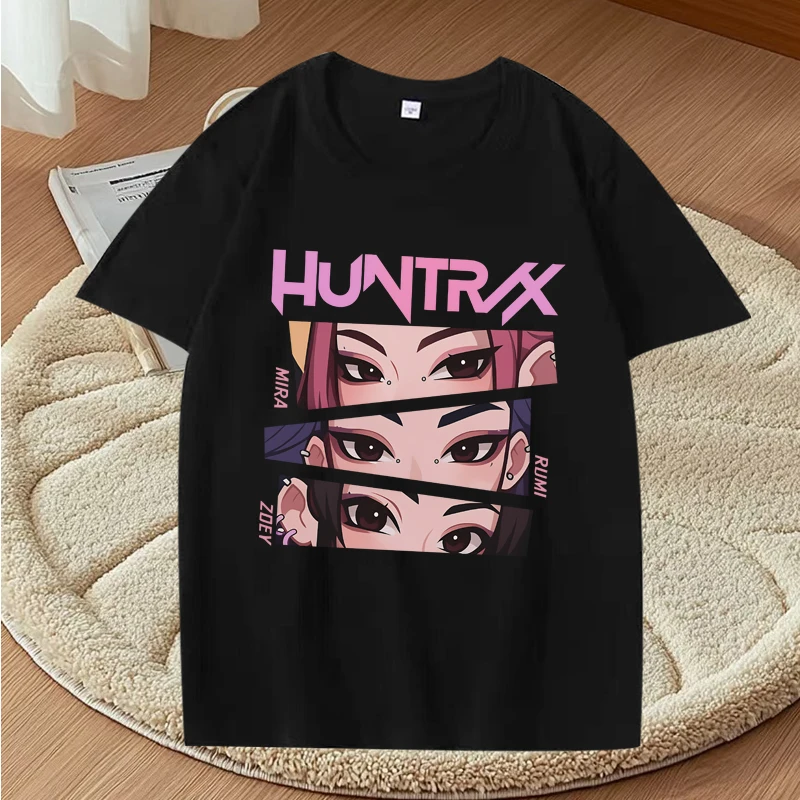

Kpop Demon Hunters graphic T Shirts 2025 men women Oversized 100% Cotton Anime streetwear short sleeve Summer print Unisex tops