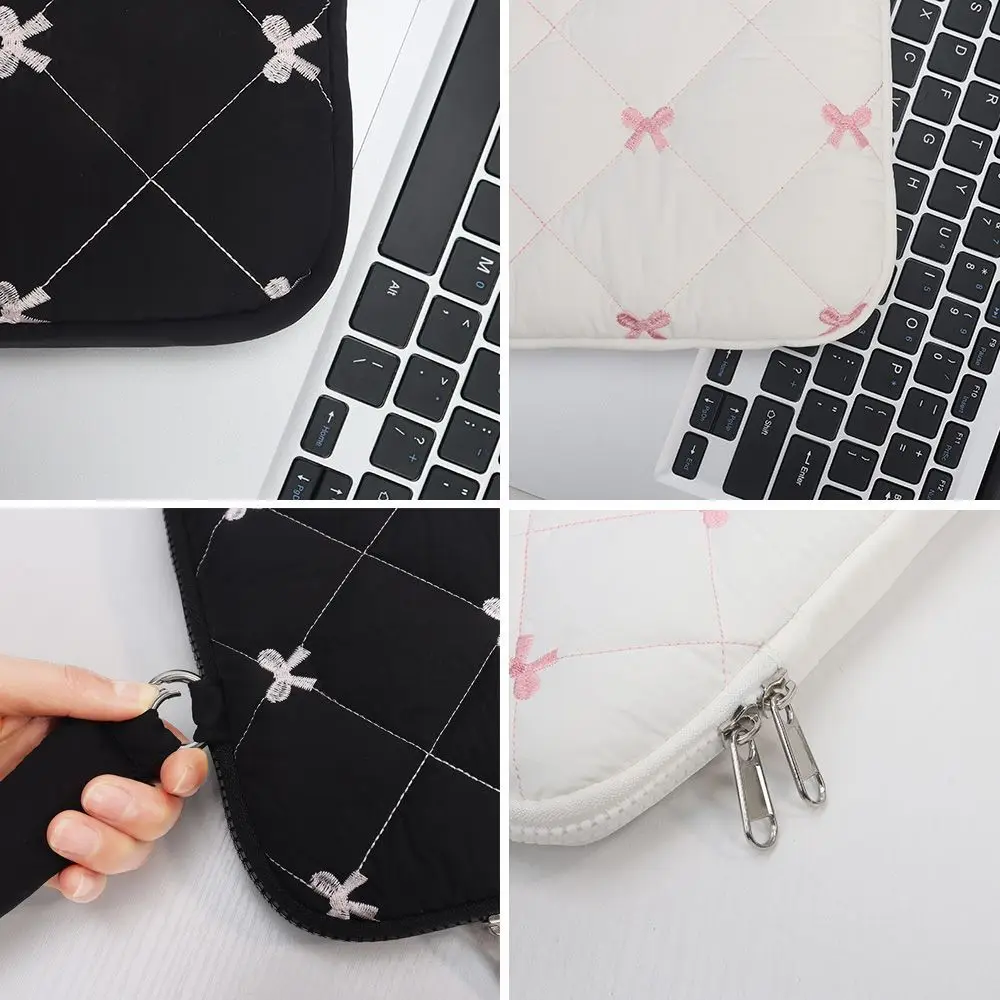 Ins الحلو لطيف Bowknot حقيبة لابتوب للصدمات منقوشة اللحف آي باد ماك بوك اير برو 13 14 15 16 بوصة للصدمات حقيبة كمبيوتر محمول