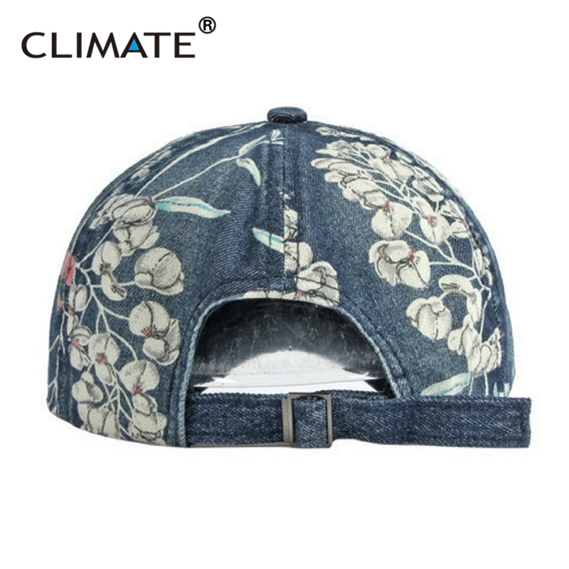 CLIMATE Floral Denim Baseball Cap Hat Women Fashion Flower Caps Denim Jeans Women Wear Cap Women Cool Hat Caps for Women Girls