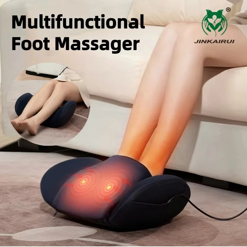 Jinkairui Electric Foot Massager Machine with Heated Deep Tissue Shiatsu Kneading Relax Roller Calf Leg Relieve Stress Care Gift