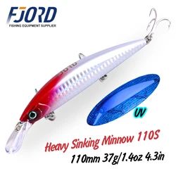 FJORD 110mm 37g Heavy Sinking Minnow Long Casting UV effect Laser Hard Artificial Bait Professional Seawater Fishing Lure