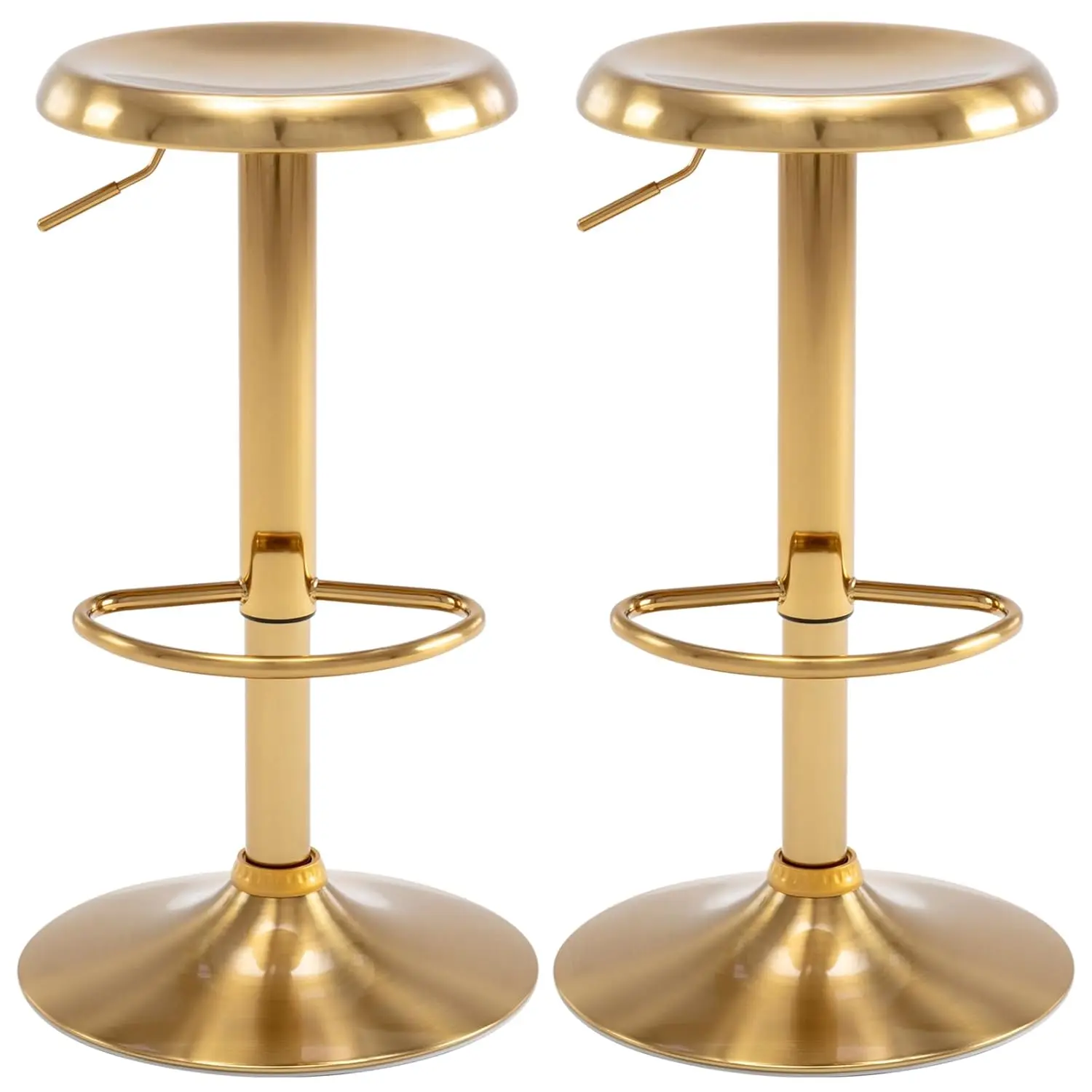 

Adjustable Bar Stools Set Of 2, Swivel Round Metal Airlift Barstools, Backless Counter Height Bar Chairs For, Customized