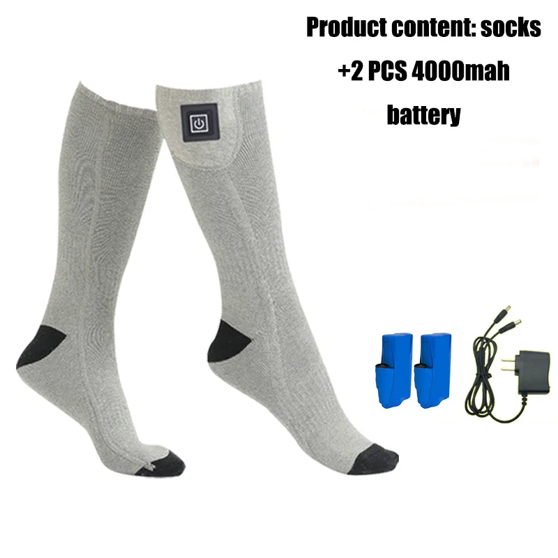 Calcetines de calefacción eléctrica para deportes al aire libre, Control de temperatura de 3 velocidades, calcetines de esquí cálidos para Camping,