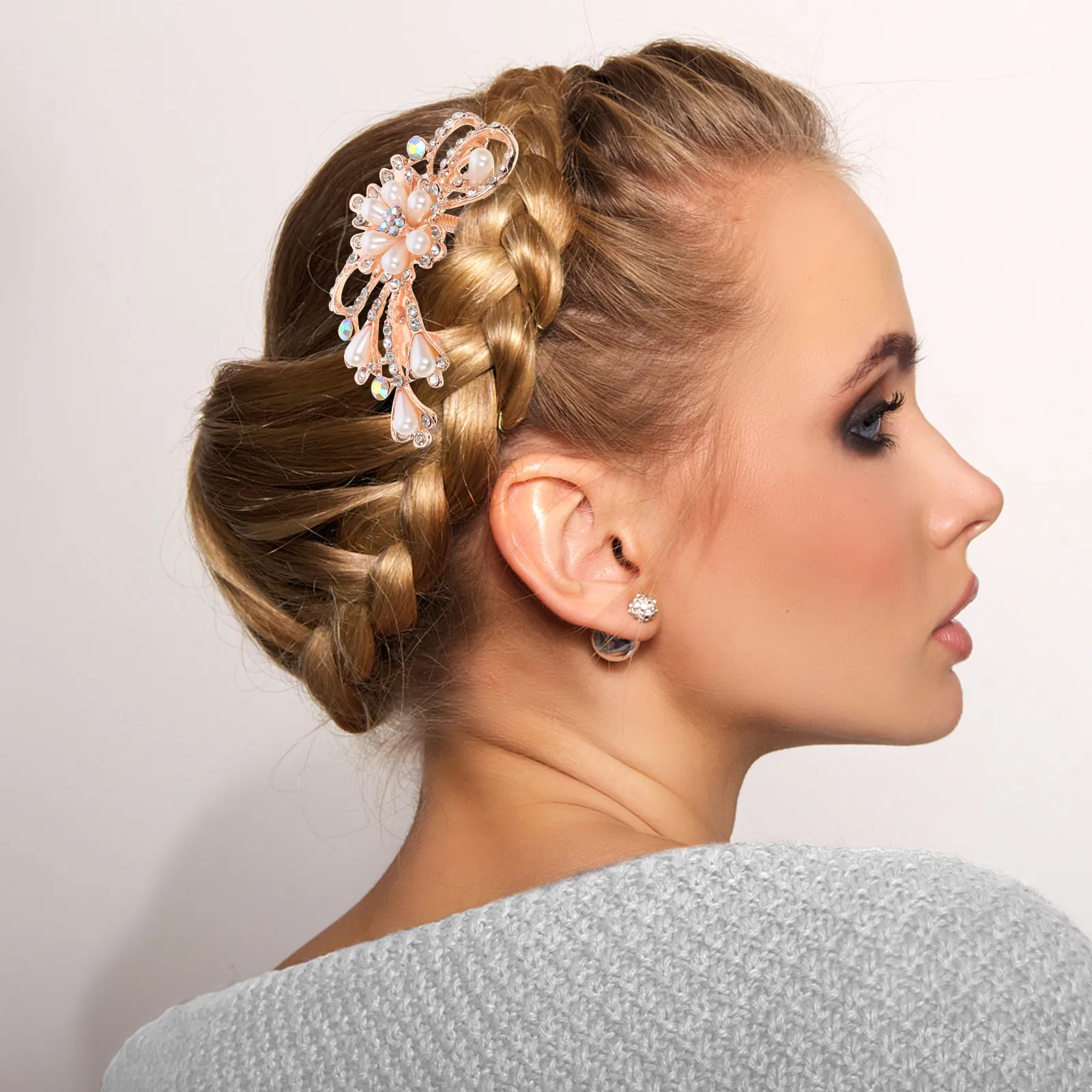 

2Pcs Wedding Pearl Hair Combs Rhinestone Bridal Hair Accessories Flower Style Bride Hairpieces for Special Occasions