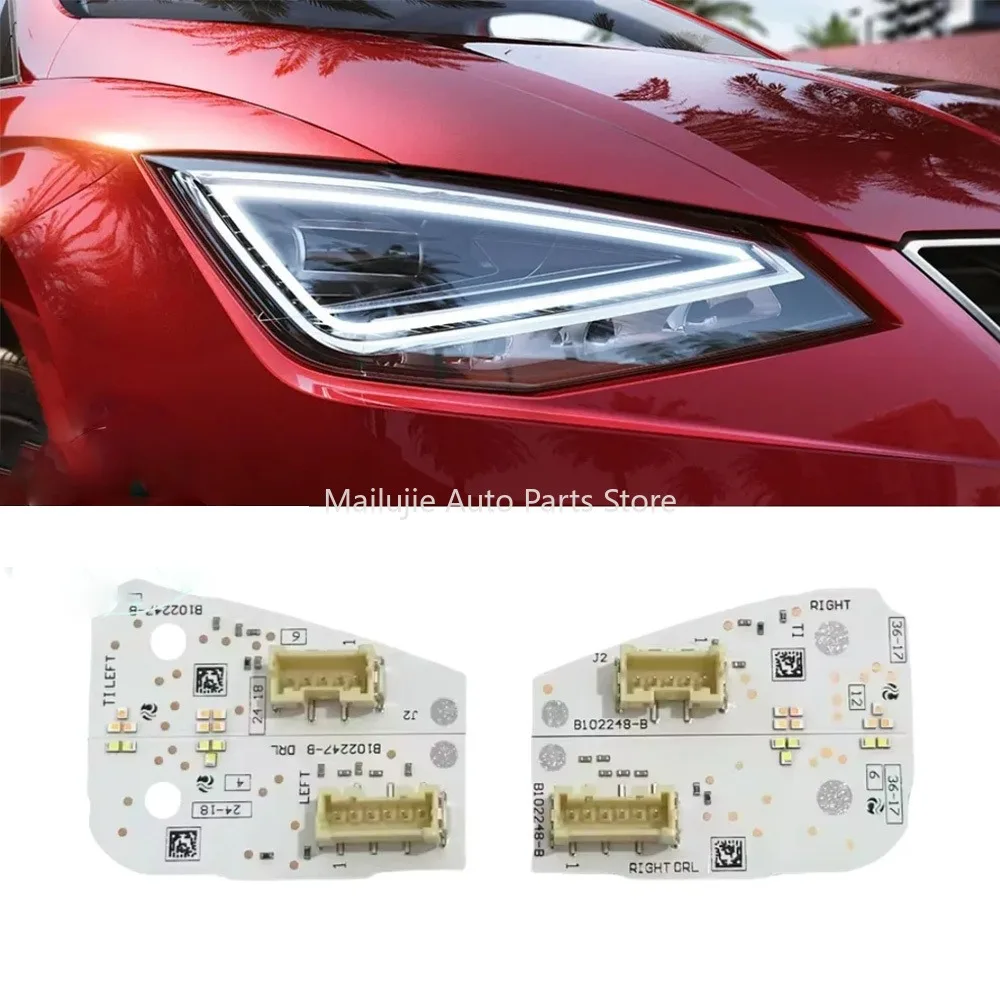 

White B102248-B B102247-B For 2017-2021 Seat Arona Ibiza Angel Eyes DRL Turn Signal Boards LED Headlight Daytime Running Light