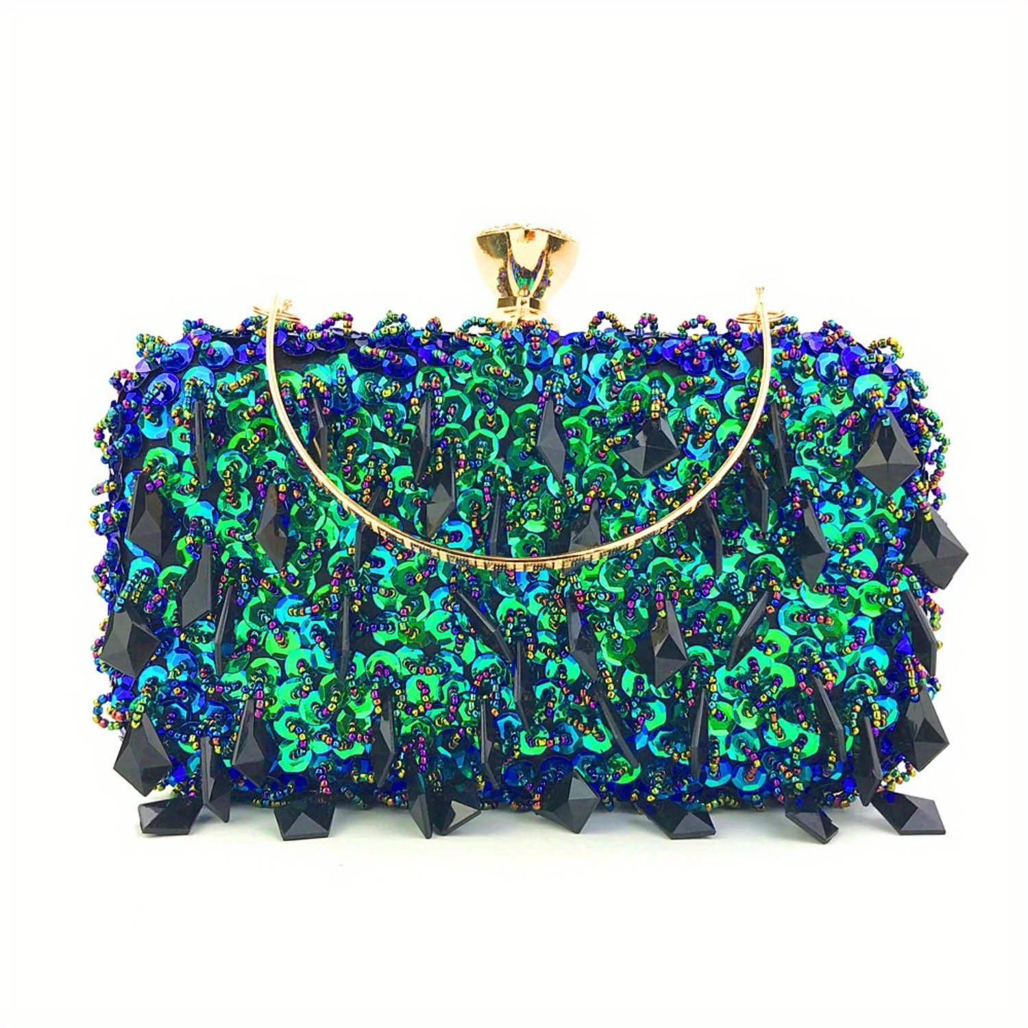 

Shiny Mini Clip Evening Bag, With All Over Sequins Decor, Vintage Style Shoulder Chain Dinner Bag & Satchel Bag