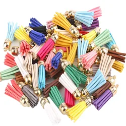 Gold Hat Mini Tassels Korean Velvet Fringed Leather Tassel Pendant DIY Crafts Handmade Jewelry Access keychain Tassel