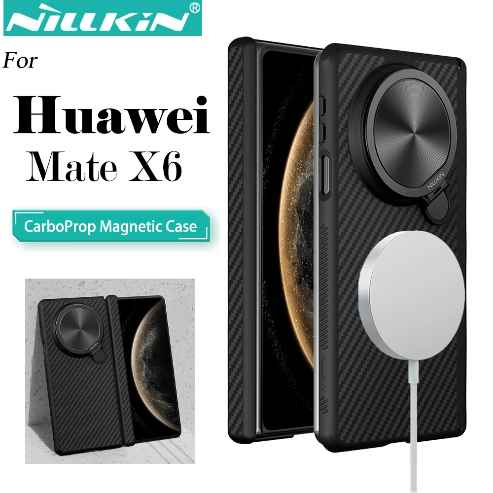 

NILLKIN For Huawei Mate X6 MagSafe Case CarboProp Magnetic Charging Case Aramid Fiber Camera Foldable Stand Back Cover