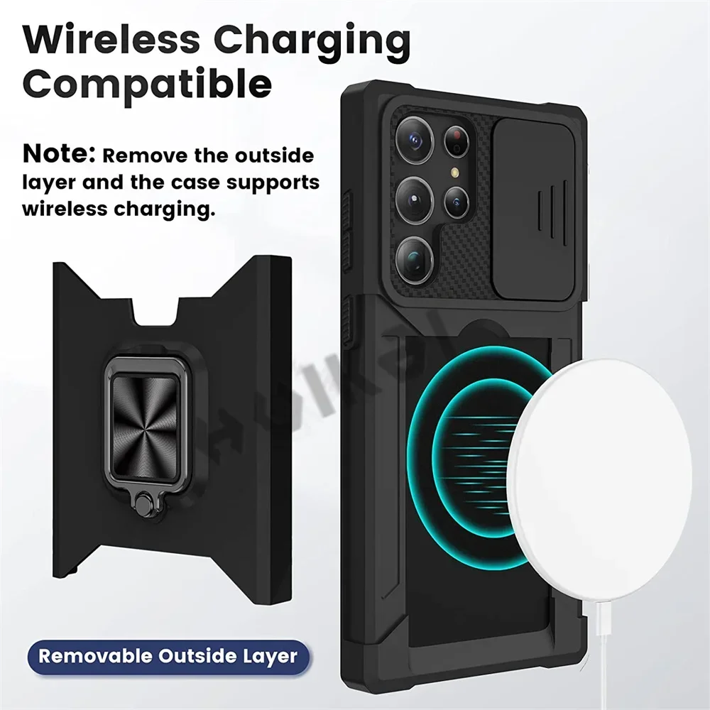 حافظة لهاتف سامسونج جالاكسي S24 S23 S22 S21 FE نوت 20 Ultra A72 حامل بطاقة فتحة المحفظة العسكرية الشريحة كاميرا الصف حافظة واقية #3