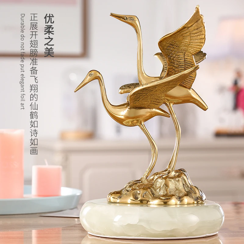 Pure Copper Crane Decoration Biyi Shuangfei Home Living Room Decorations Girlfriends' Gift Newly-Married Marriage Gift