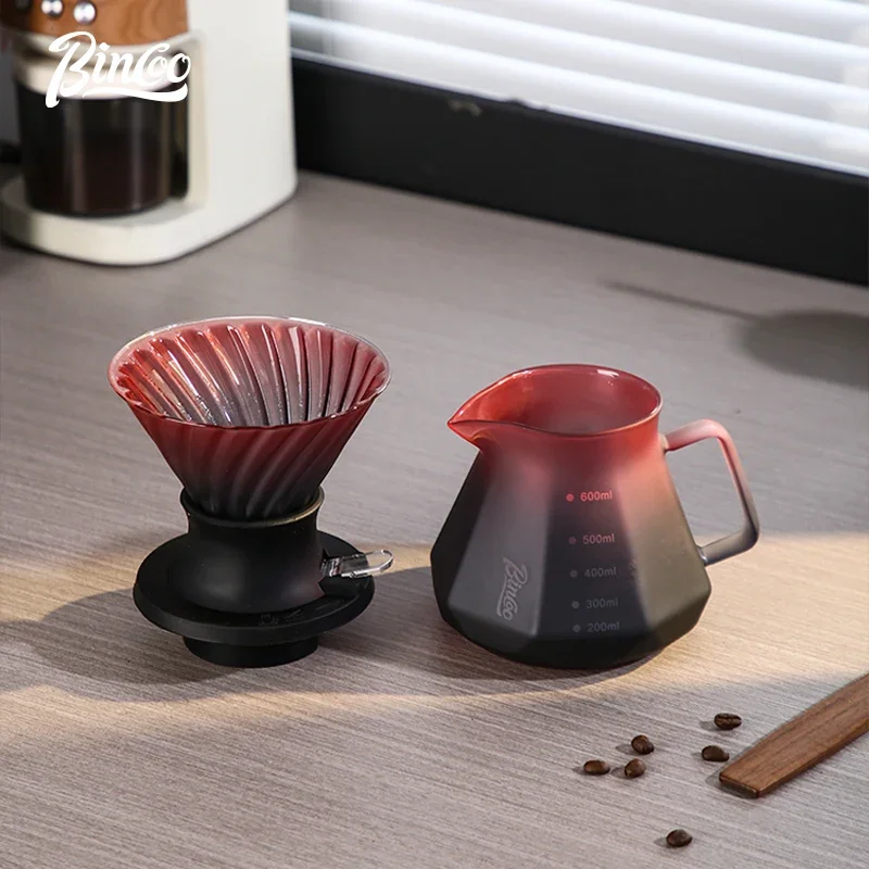 Bincoo Glass Smart Cup  Hand-brewed Coffee Filter Cup Fan-shaped Drip Coffee Sharing Pot Household Soaking Filter Set