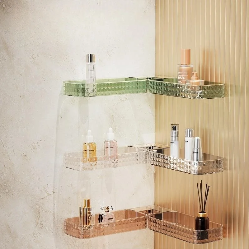 Bathroom Shelves Holder Punch Free Makeup Storage Rack Organizer Foldable U Shaped Adhesive Corner Shower Shelf Bath Accessories