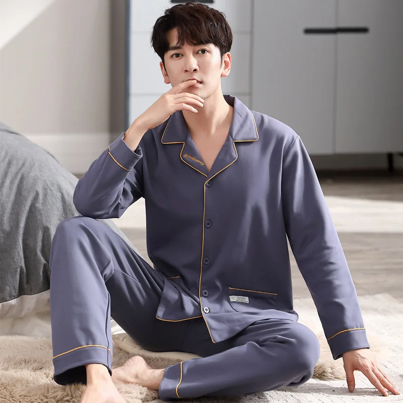 Sleepwear Men's Clothing Suits Autumn Thin Home Cozy Simple Cool Skinny Soft Casual High Quality Temperament Loose Breathable