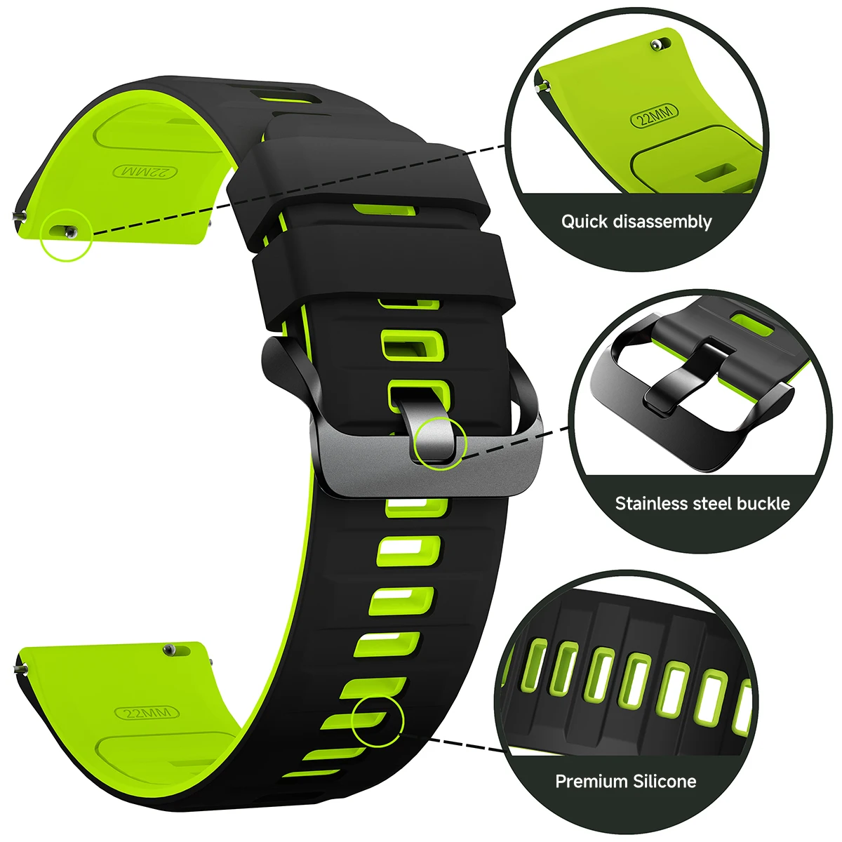 Bracelet de montre 22 mm pour HUAWEI GT6 GT 6 Pro 46 mm, bracelet en silicone pour Samsung Gear S3 Frontier Classic/Watch 3 45 mm 46 mm