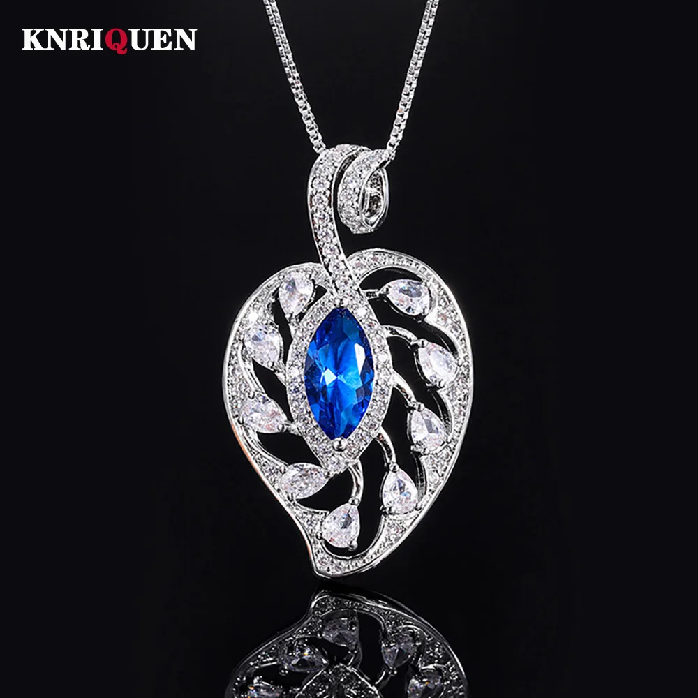 

Charms 6*11mm Emerald Sapphire Ruby Gemstone Pendant Necklace Lab Diamond Cocktail Party Fine Jewelry Accessories Gift for Women