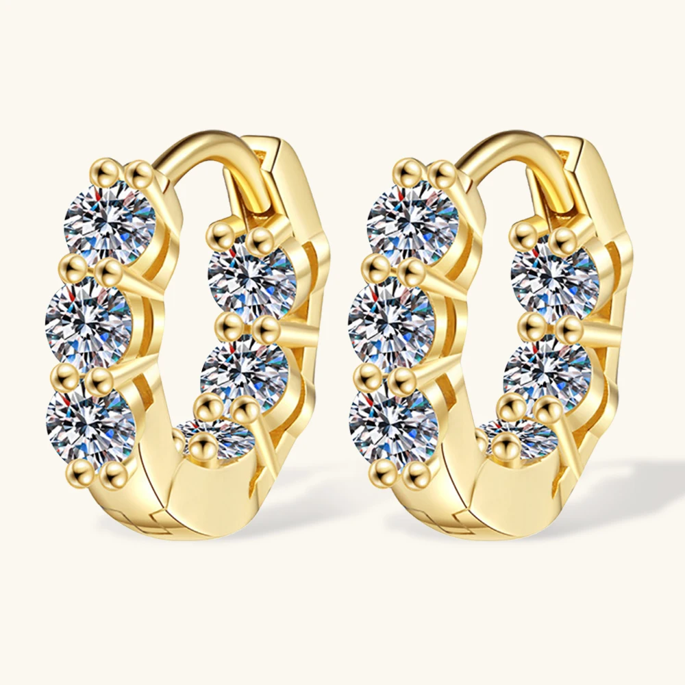 Sweetrain 3 مللي متر 4.5 مللي متر كامل مويسانيتي هوب أقراط للنساء 925 الفضة 18 كيلو مطلية بالذهب حلق الماس الزفاف غرامة مجوهرات #4