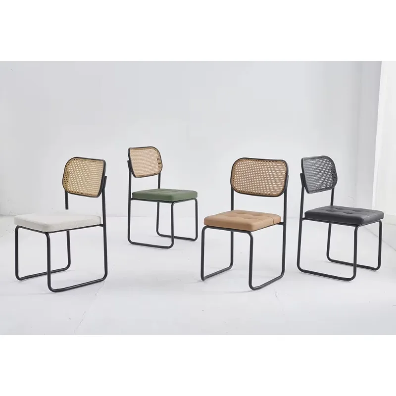 Modern Nordic Luxury Dining Chairs with Fabric & Leather Upholstery Metal Frame-Comfortable Durable for Home Office Dining Rooms