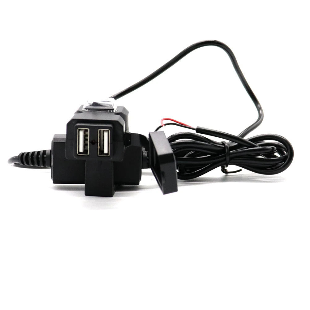 

Motorcycle USB Adapter Cable for Handlebar Mount Dual Port GPS Camera Digital Devices Waterproof Cover Motorcycle USB