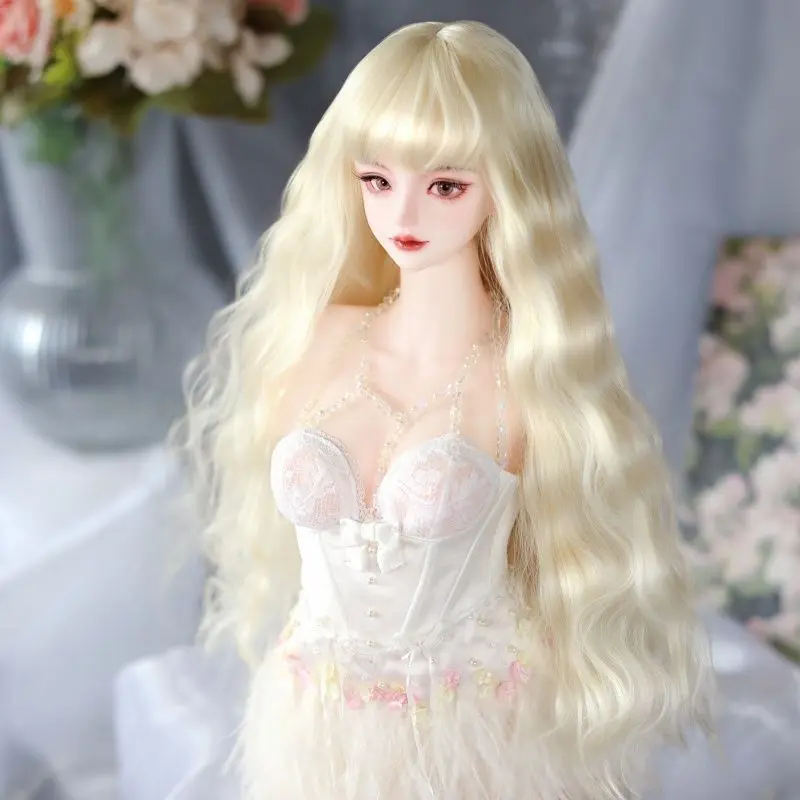 1/3 1/4 1/6 Doll's Wig for 60/45/30cm Bjd Doll Long Curls Hair with Bangs Dress Up Play House Fashion Doll Accessories, No Doll