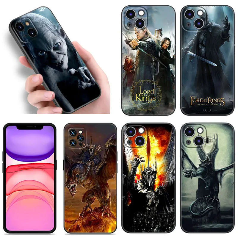 The L-Lord Of The R-Rings Phone Case For Apple iPhone 12 13 Mini 11 14 15 Pro Max 7 8 + X XR XS SE 2020 2022 Black Silicone Case