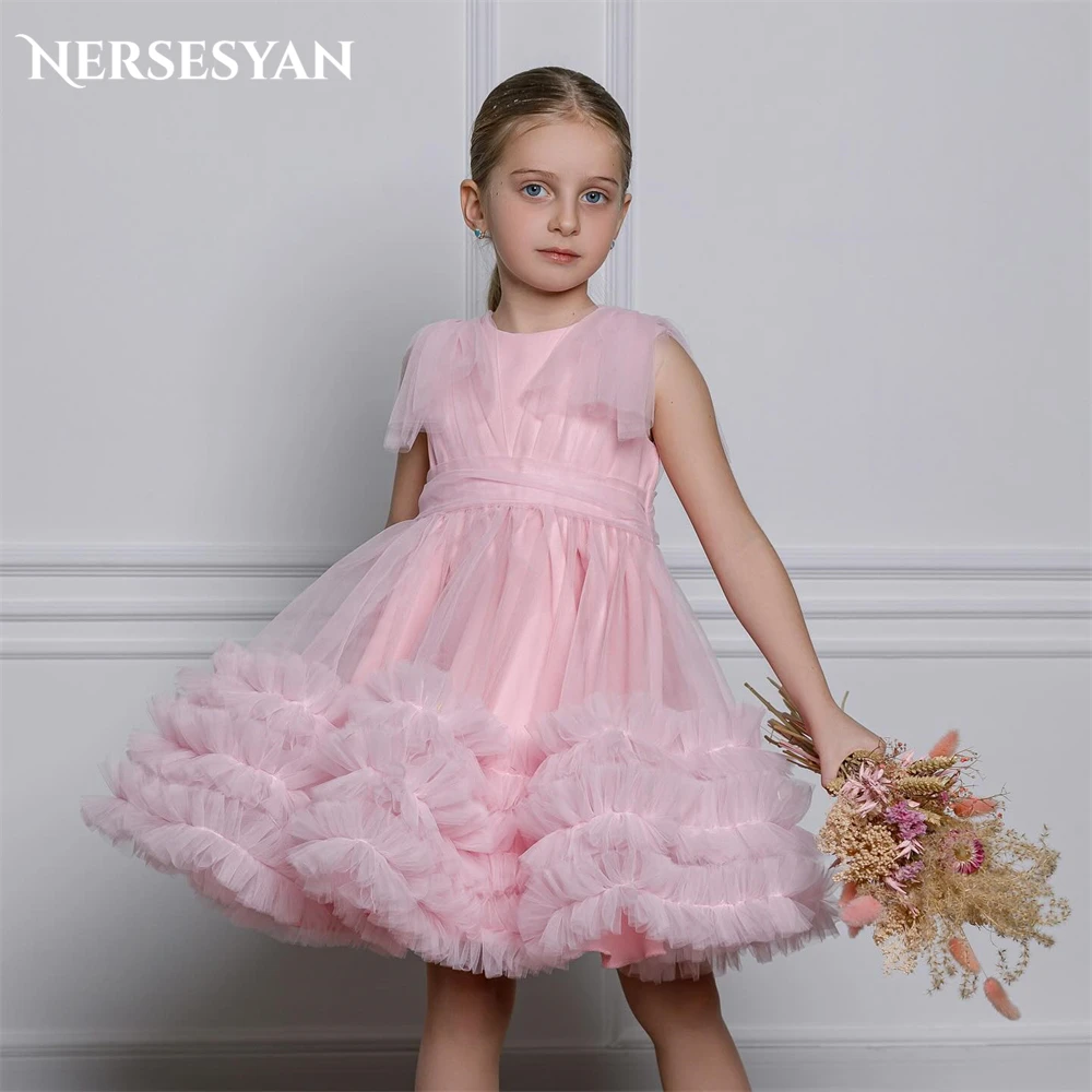 

Nersesyan Blush Pink Flower Girl Dresses For Wedding Flowers A-Line Draped Ruffles A-Line Occasional Party Gowns For Birthday