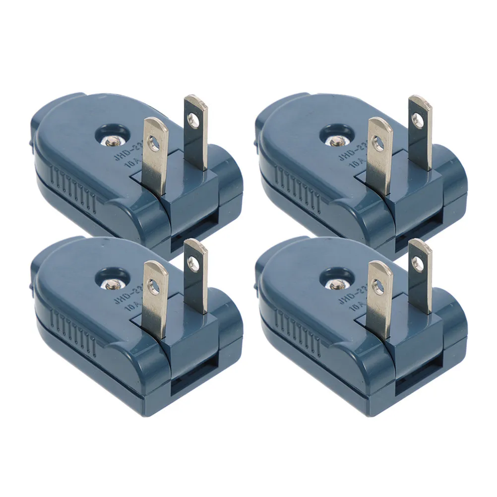 4Pcs Us Plug Replacement 2 Prong 10A 125V Heavy Duty Angle Rotatable Electrical Cord Repair Male Extension Cord Ends