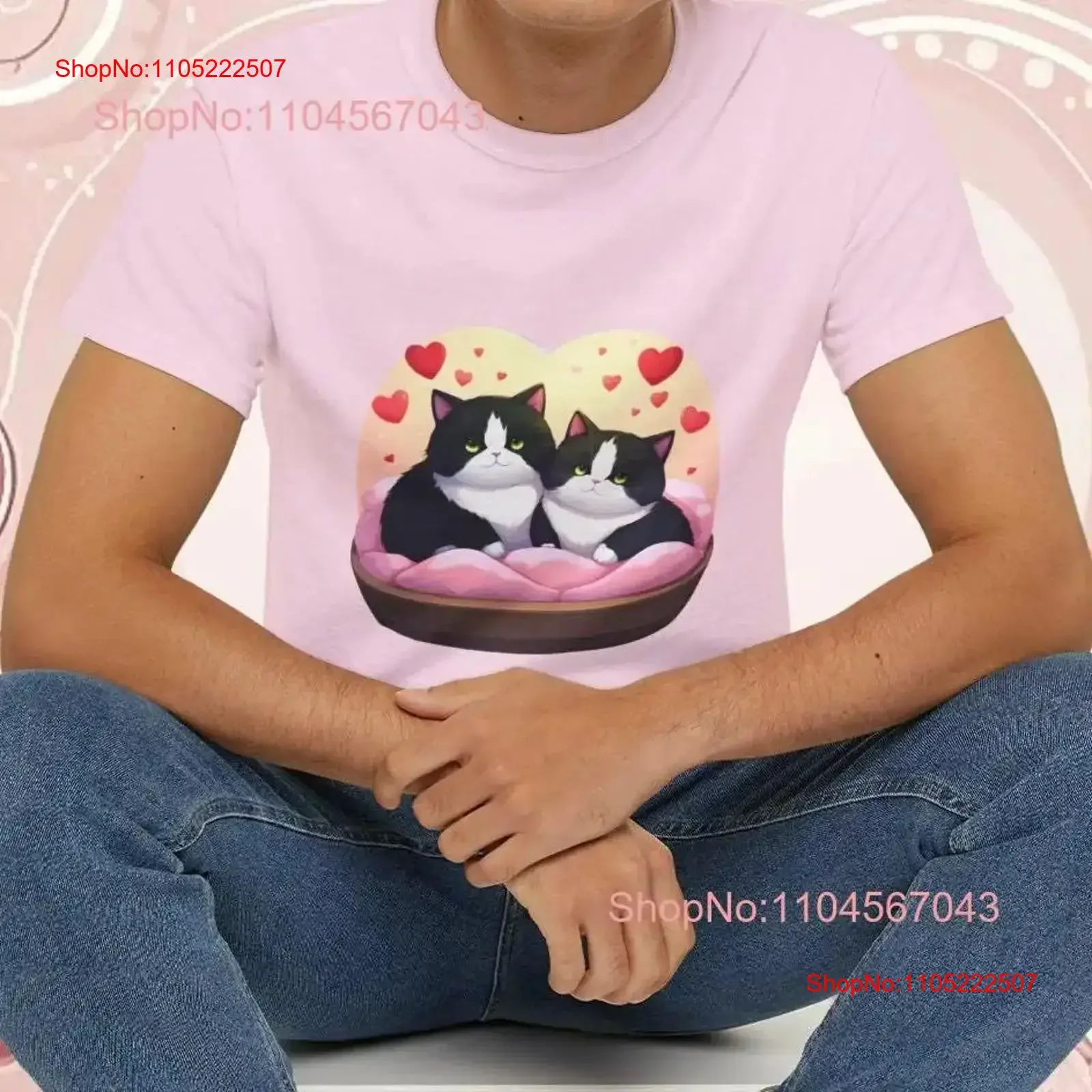 

Милый парный смокинг с котом, футболка для влюбленных на День святого Валентина, сердце, розовый, ультра хлопок, That Go Hard Catful, лежачий, винтажный, стираный, удобный