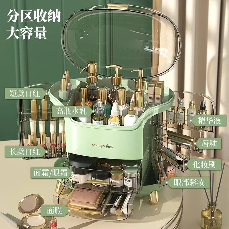 Cosmetic storage box with large capacity, new desktop storage box, dust-proof lipstick skincare and dressing table, internet cel