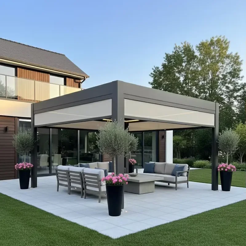 Classic Aluminium Pergola Garden Buildings with Powder Coated Finish Bioclimatic Balcony Outdoor Furnitures