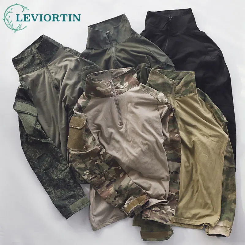 

Men's Frog Tactical Tshirts Outdoor Airsoft Camouflage Long Sleeve Tshirts Combat-Proven Rapid Assault Military Tee Shirt
