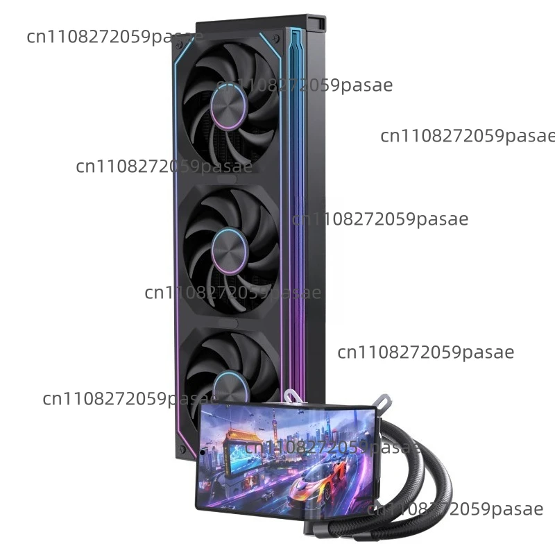 360mm Liquid Cooler PC Case with Glasses-Free 3D 6.67 Inch Curved Screen CPU Water Cooling Fan Display Gaming Computer