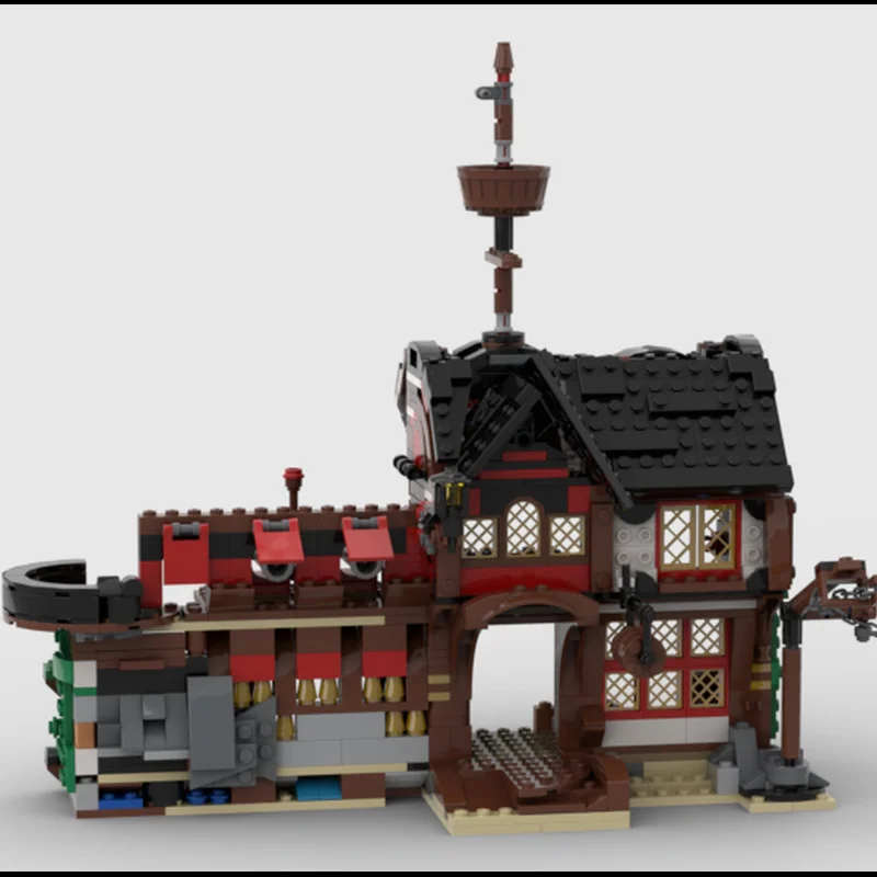 1036pcs MOC Pirate tavern black balcony Pirates Building Blocks Creative Assemble creative idea Education Christmas toy Gift