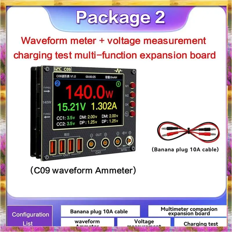 AA46 HOT-I2C C09 الجهد واختبار التيار 4 بوصة 0-40 فولت المدخلات ثنائي القناة وضع العرض الرقمي الذكي الشحن #2