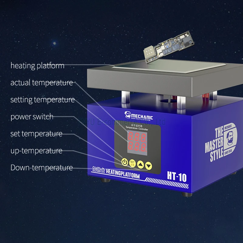 Heating Table HT-10 Intelligent CNC Constant Temperature Heat Iron Double Digital Display for BGA Preheating Repairing of PCB