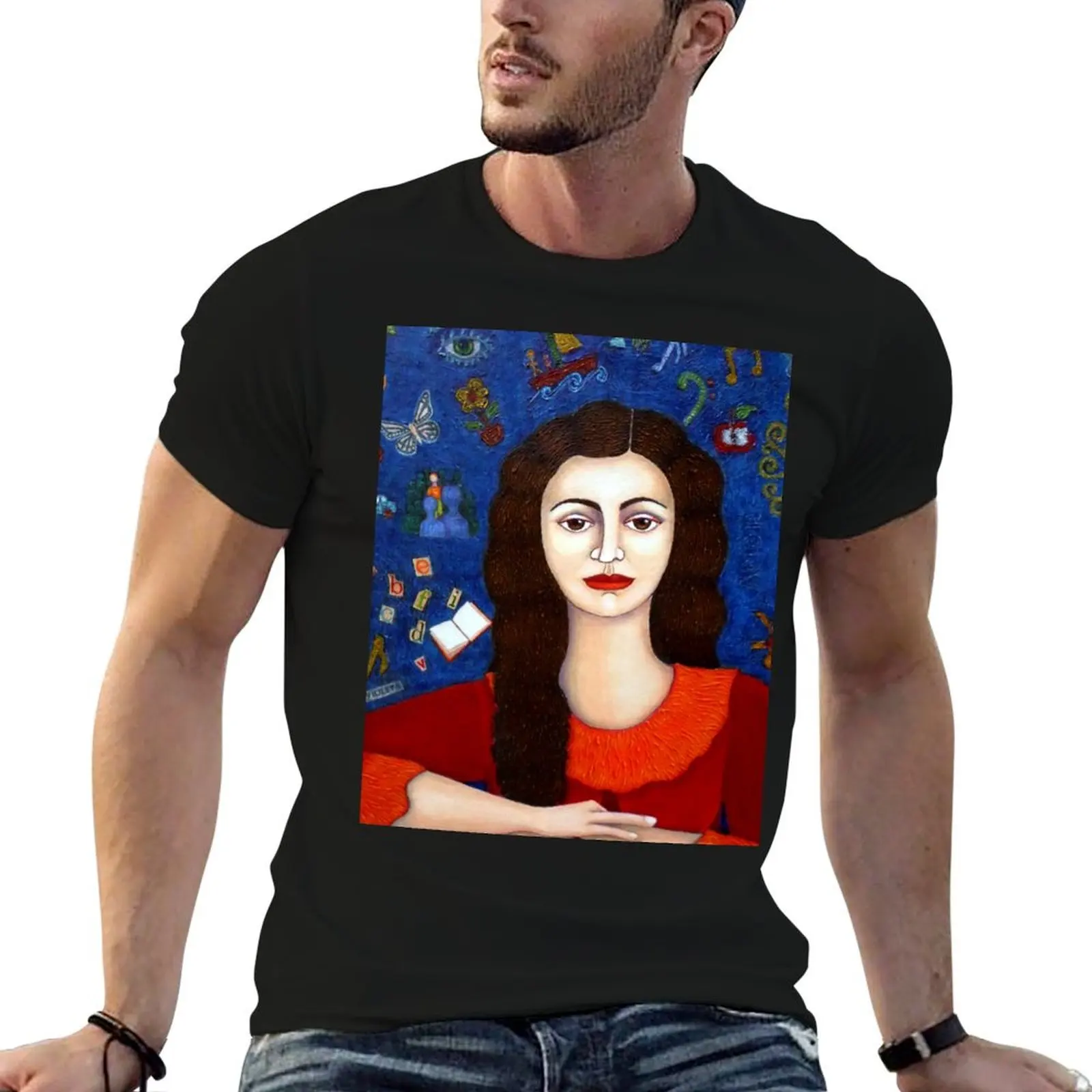 Camiseta con estampado de Violeta Parra para hombre, camisetas gráficas de algodón pesado para hombre, camisetas ajustadas para hombre