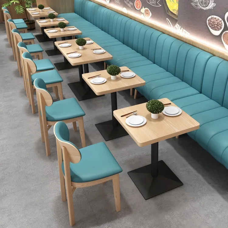 

Commercial furniture solid wood table and chair combination dessert milk tea shop Hamburger restaurant Nikki restaurant booth so