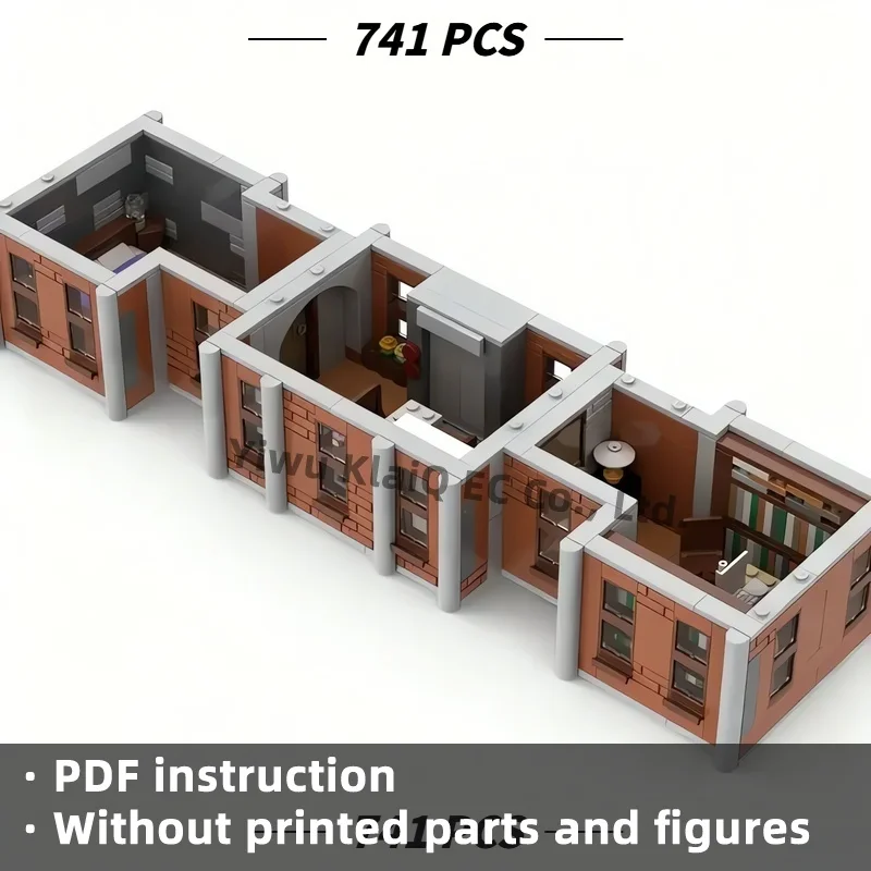 MOC Modular Manor Extra Floor Interior Extension Building Blocks 741Pcs, Academy Institute Bricks Adults