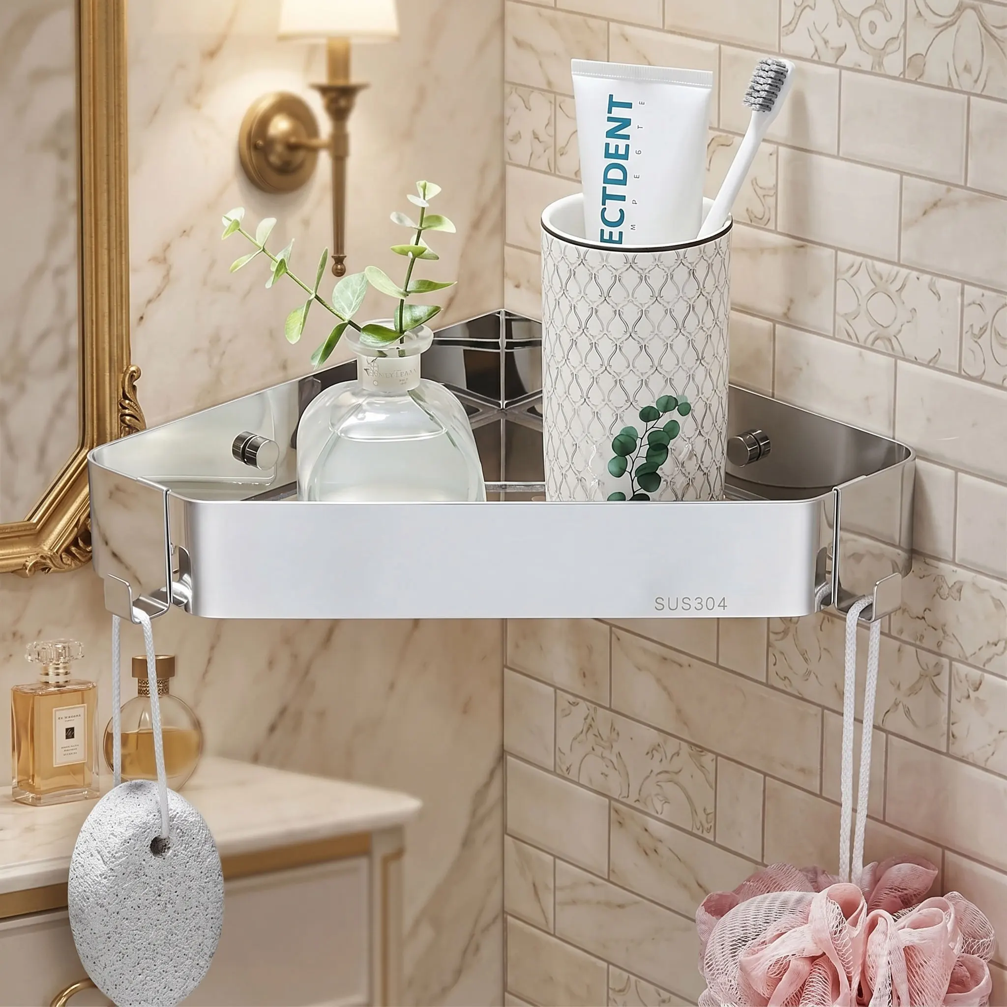 

Black Bathrooom Storage Holder Grey Bathroom Shelf Wall Mounted Corner Shelf SUS304 Bath Shower Shelf Bath Shampoo Holder