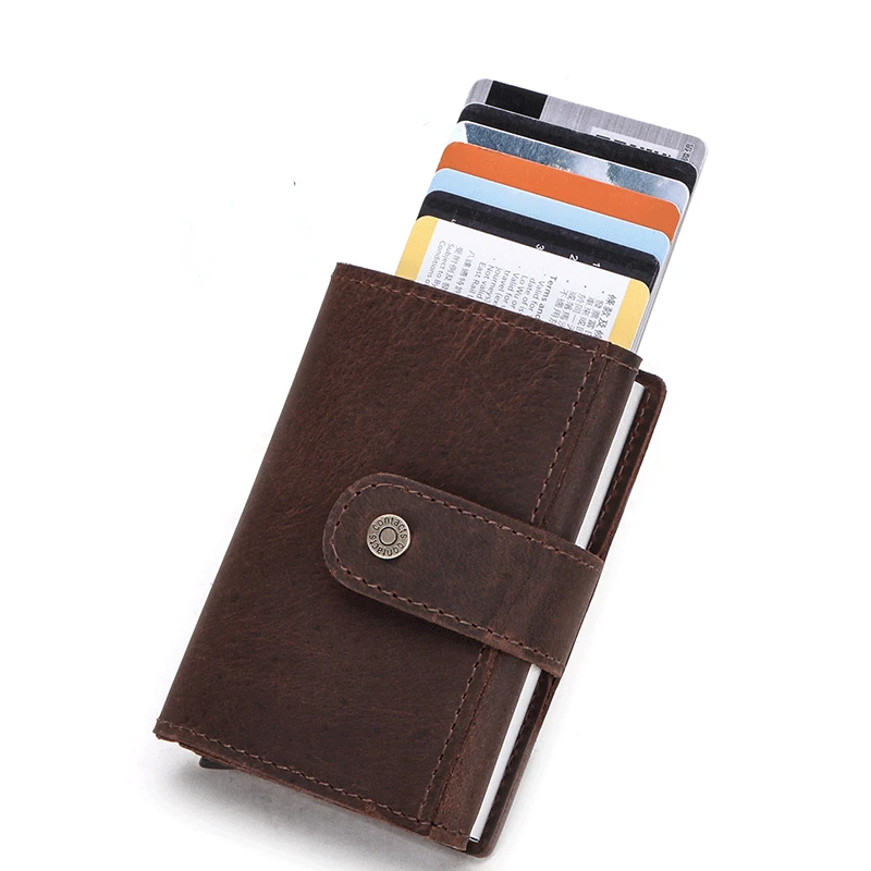 New Design RFID anti theft brush trend cattle pickup bag card cover multi function genuine leather automatic card box luxury