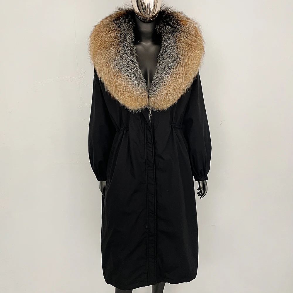 Femmes réel manteau de fourrure naturel fourrure de renard réel manteau longue femmes hiver doudoune léger bouffant femmes nouveau dans manteaux et vestes