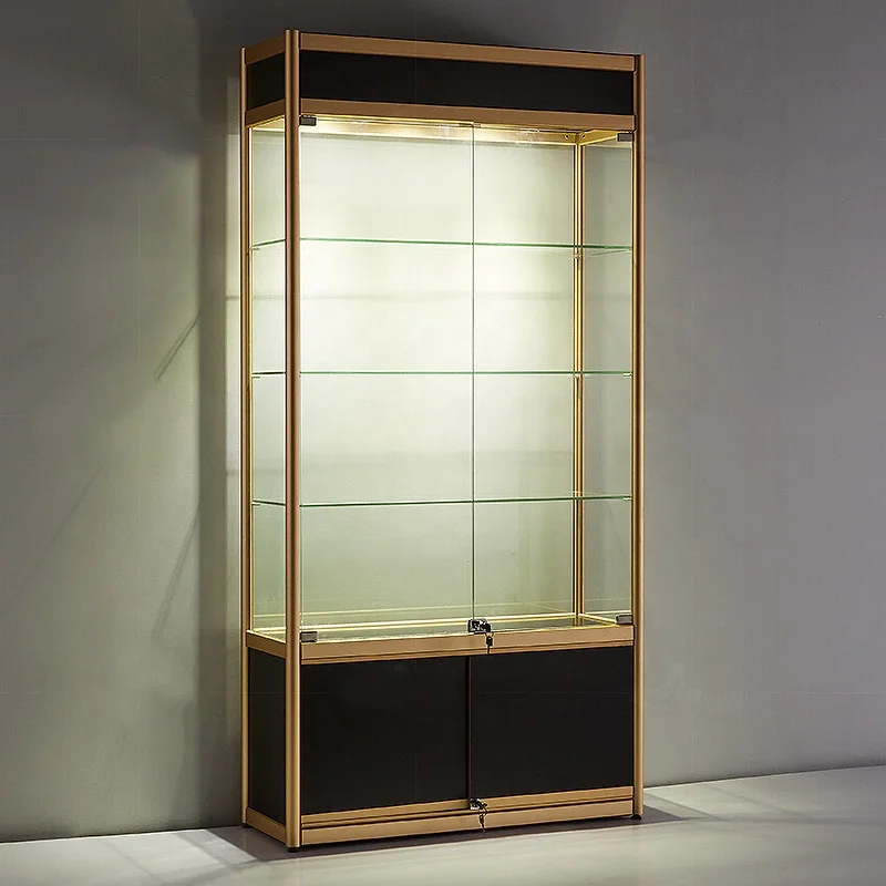 (Op Maat) Goedkope Prijs Aluminium Sieraden Showcase Retail Afsluitbare Vitrine Vitrine Met Led Licht