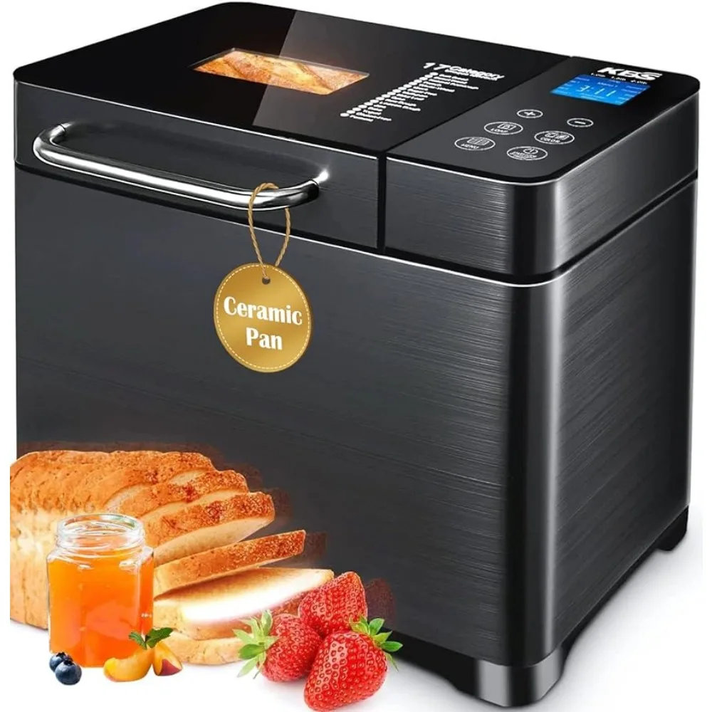 Brood Maker-710W Dubbele Kachels, 17-In-1 Broodmachine Roestvrij Staal Met Automatische Notendispenser En Keramische Pan