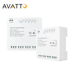 AVATTO Tuya WiFi Smart 4 Channel RF Momentary Inching Relay Self-Lock Switch Module,DIY WiFi Garage Door Controller