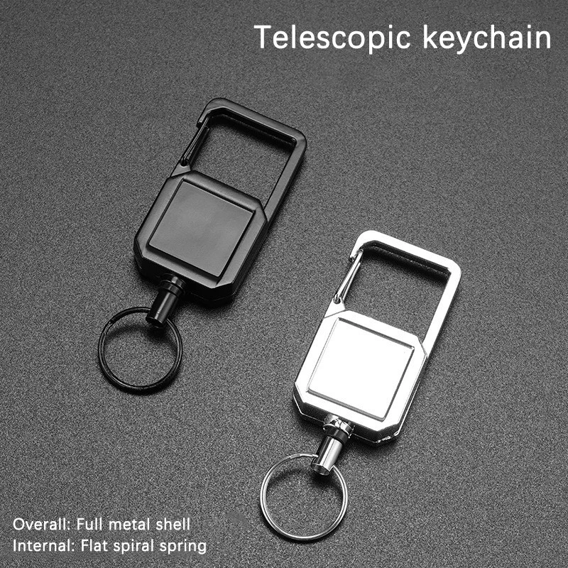 Outdoor Automatic Retractable Wire Rope Luya Keychain Clip Pull Recoil Sporty Keyring Anti Lost ID Card Holder