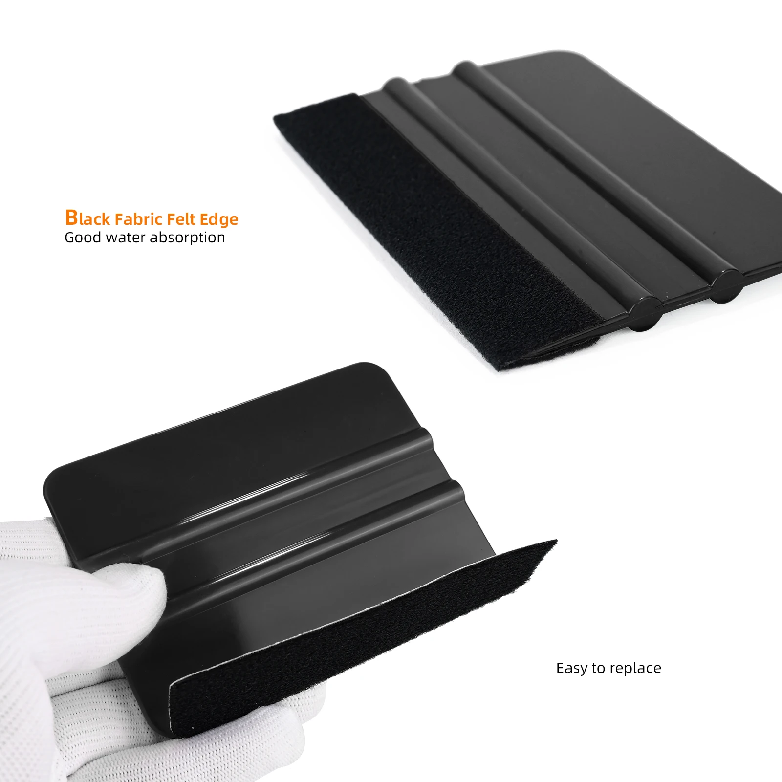 EHDIS 10pcs 4-Inch Car Vinyl Wraps Suede Felt Squeegee Plastic Hard Card Scraper with Fabric Cloth Edge Window Film Tinting Tool