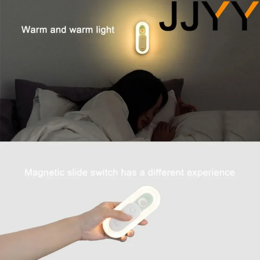 JJYY Smart Motion Sensor Night Light USB ชาร์จไฟ LED สําหรับบันไดห้องนอน Corridor ห้องน้ํา